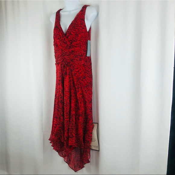 London Times Silk ruched bodice longer in back sleeveless midi dress NWT 8 - Picture 6 of 16